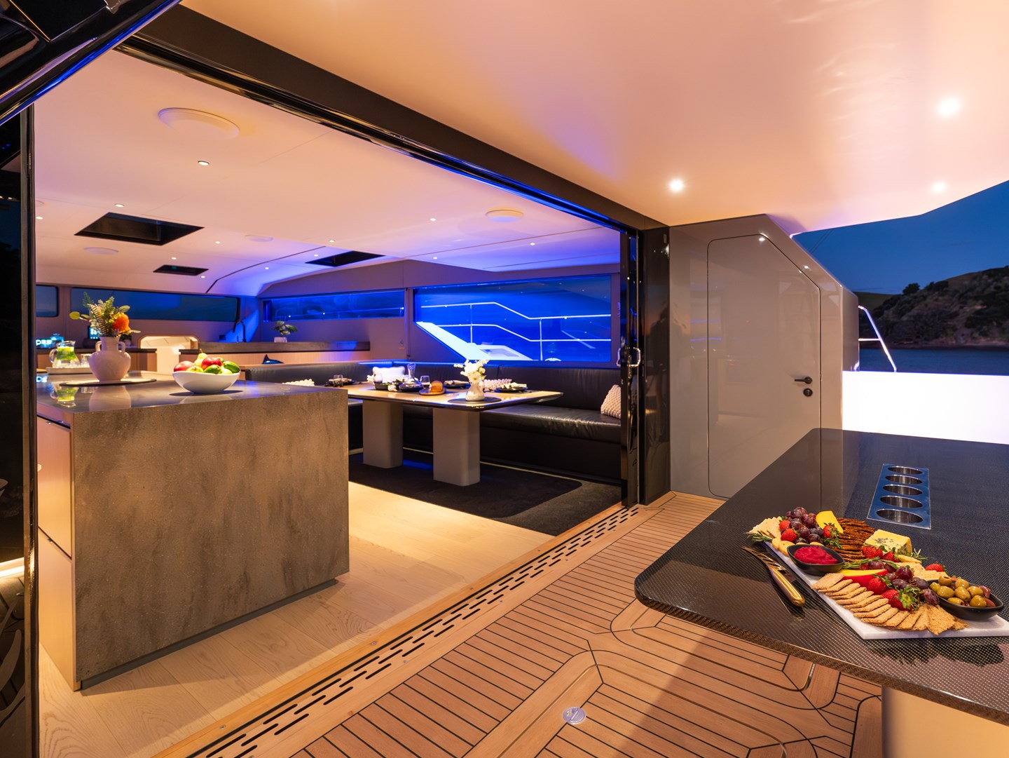 MC63p aft deck view into saloon