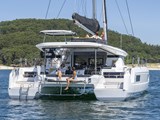 Lagoon 43 transom seating and davit sunbed