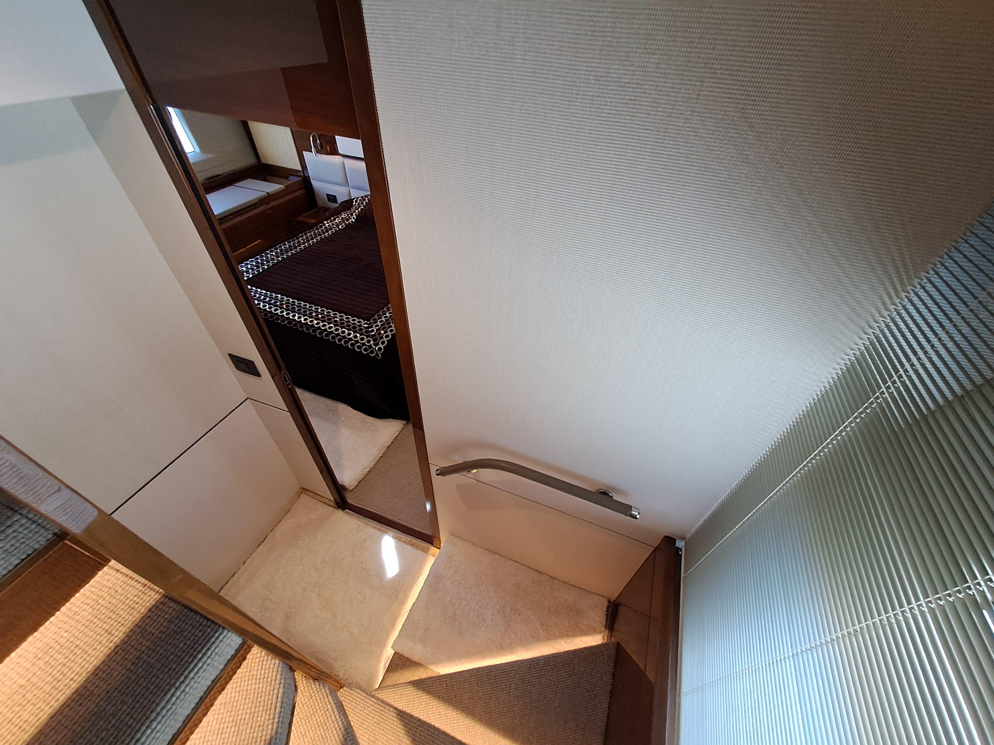 Princess 68 for sale - stairwell to owners cabin