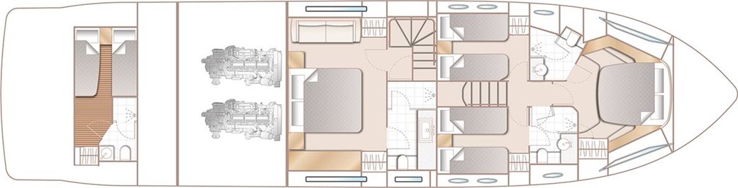 Princess 68 for sale - layout